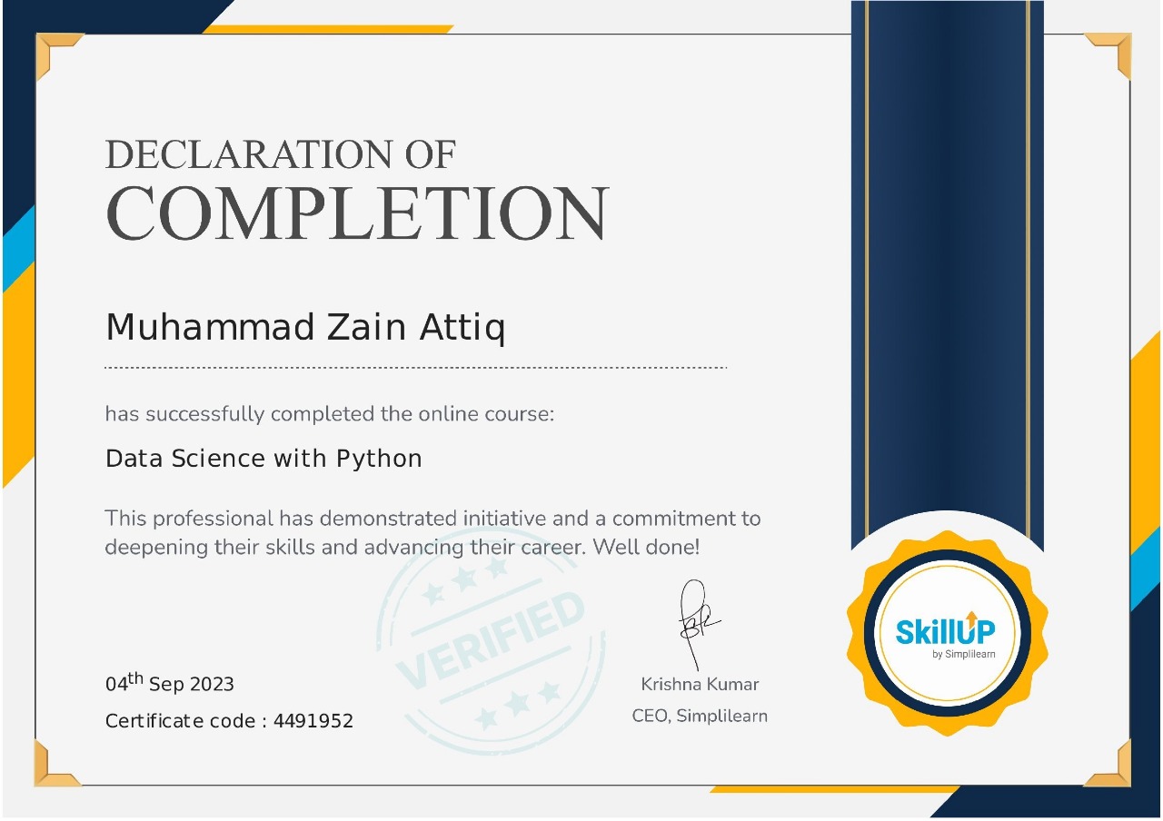 Data Science with Python Certificate